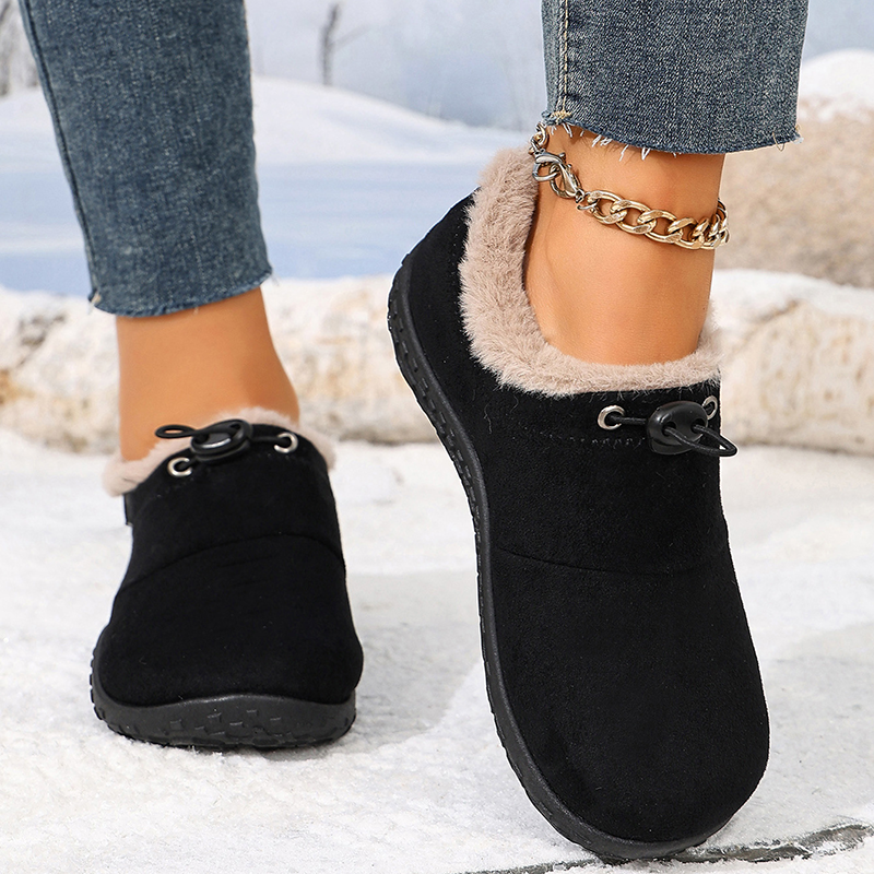 Fleece Lined Drawstring Winter Ankle Boots