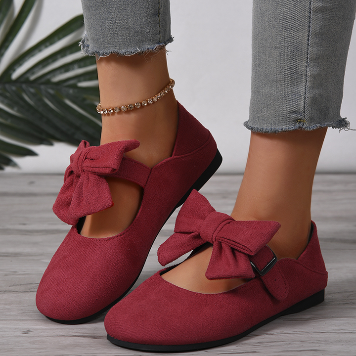 Leopard-print bow Mary Jane flats for women