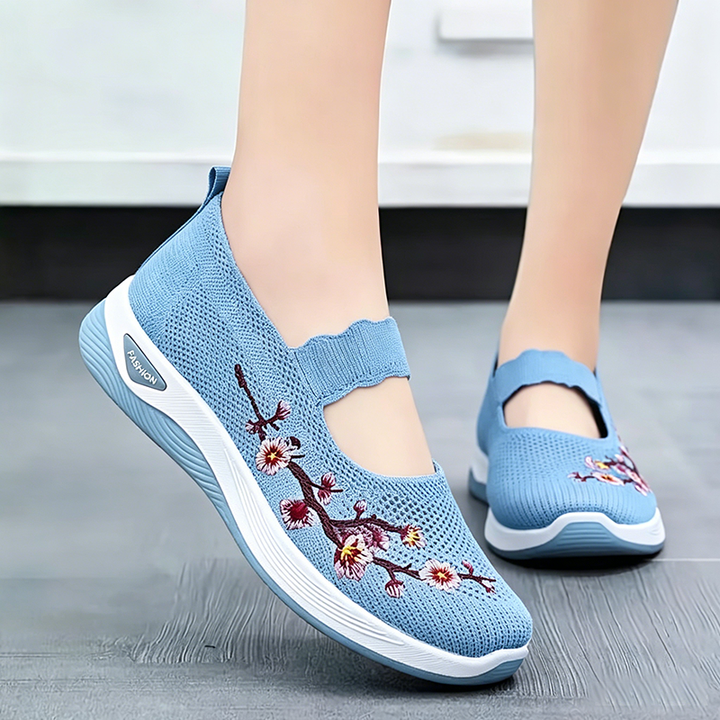 Embroidered Mesh Slip-on Sneakers