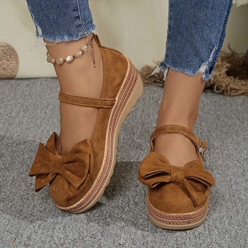 Bow Mary Jane Platform Wedge Shoes