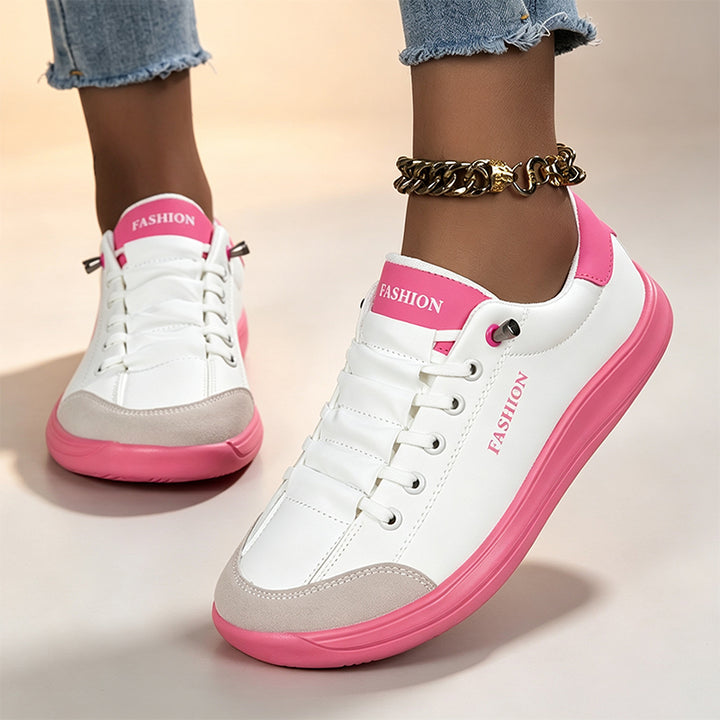 Elastic lace-up color-blocked women&