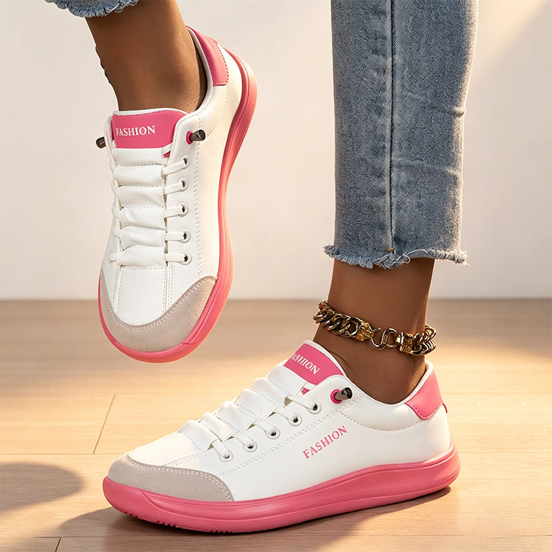 Elastic lace-up color-blocked women&