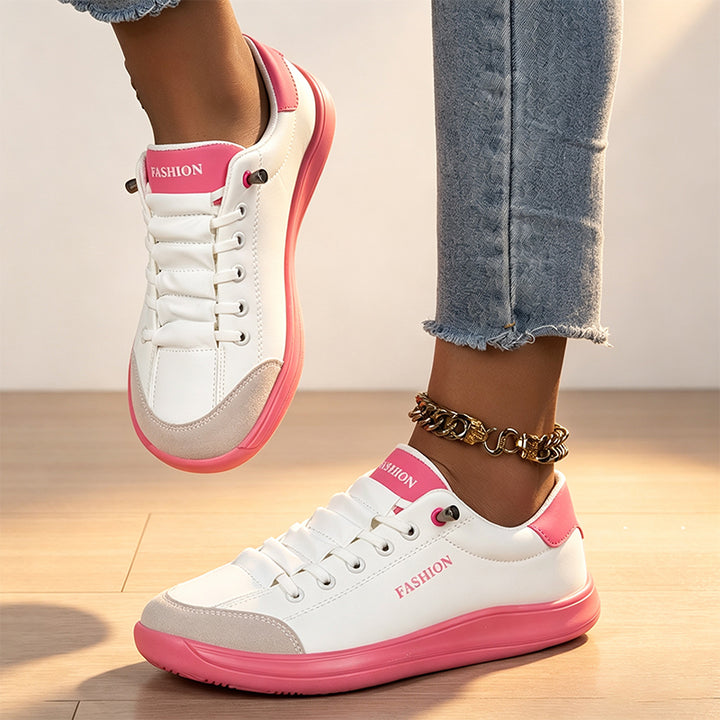 Elastic lace-up color-blocked women&