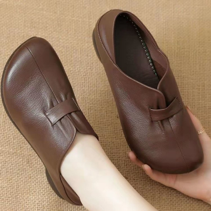 Women Convertible Foldable Heel Soft Leather Slip-On Loafers