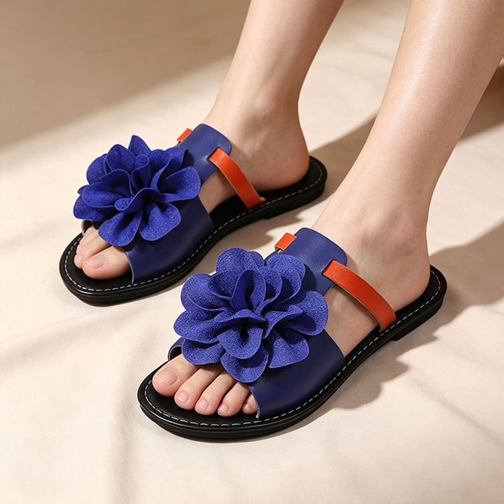 Color-block floral sandals