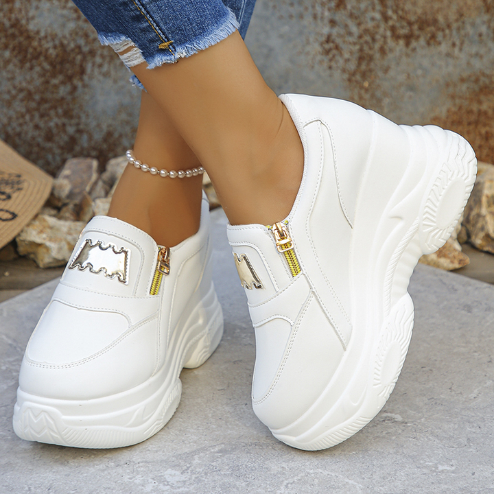 Dual Zip Platform Wedge Slip-On Sneakers
