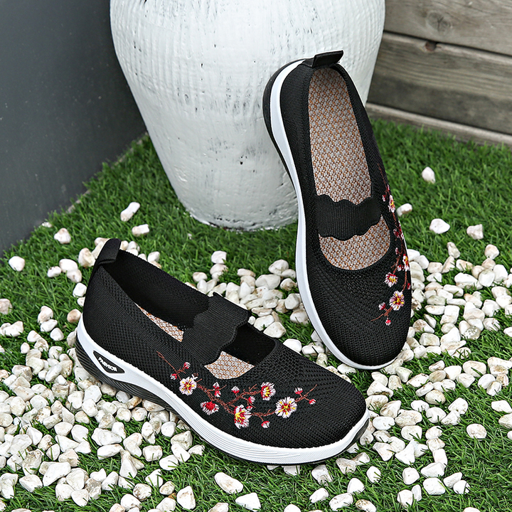 Embroidered Mesh Slip-on Sneakers