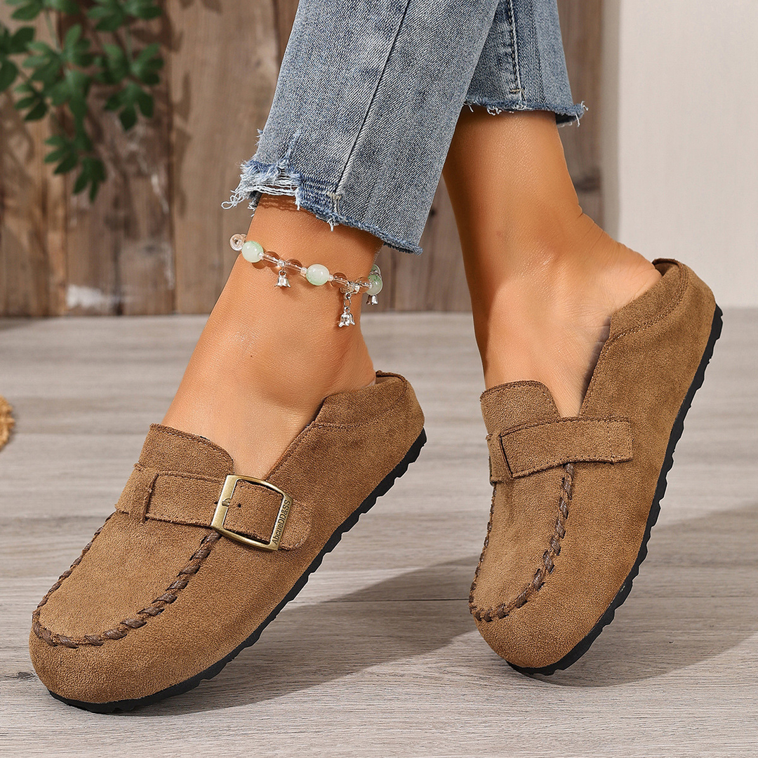 Women Buckle Detail Casual Flat Loafers