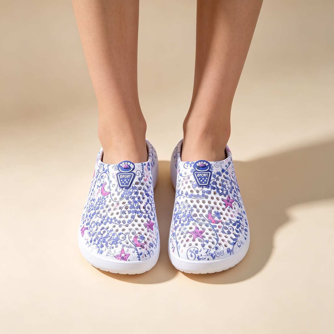 Trendy Floral Hollow Slip On Outdoor Beach Mules