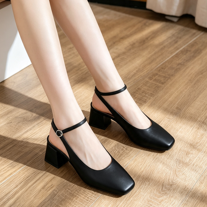 Elegant Square Toe Slip-On Mule Sandals