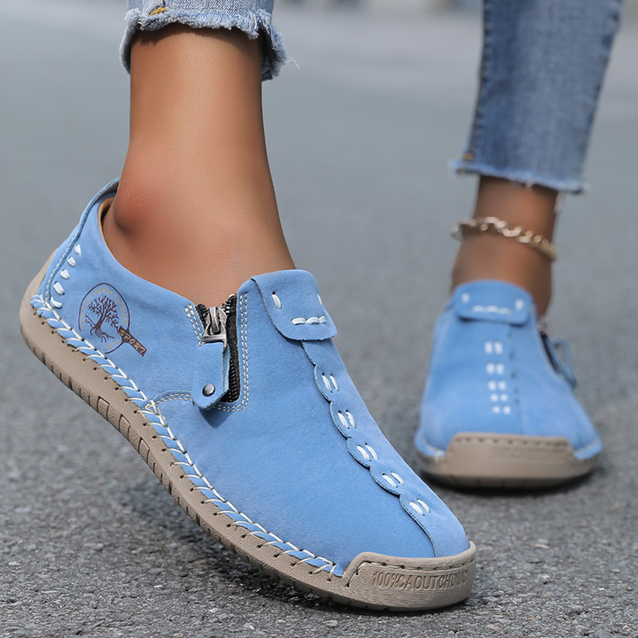 Side Zipper Flat Casual Shoes