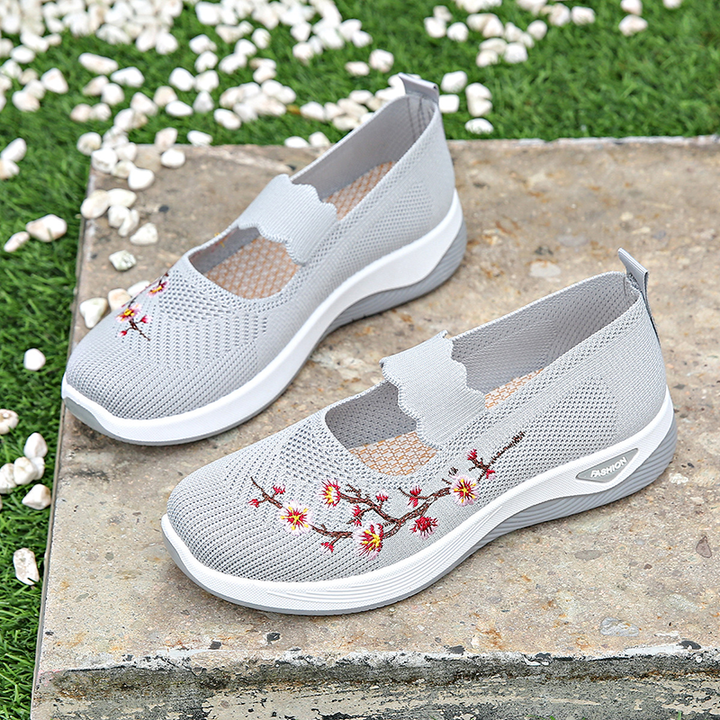 Embroidered Mesh Slip-on Sneakers