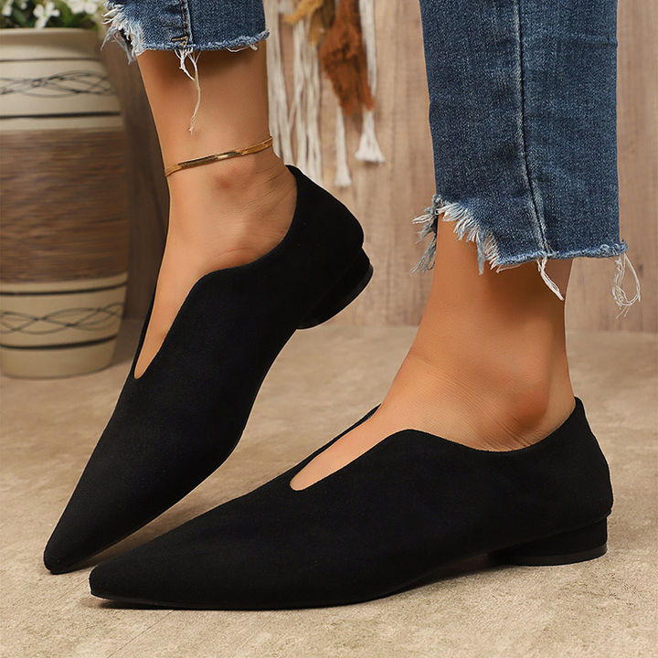 Women Pointed Toe V‑Cut Slip On Low Flat Shoes