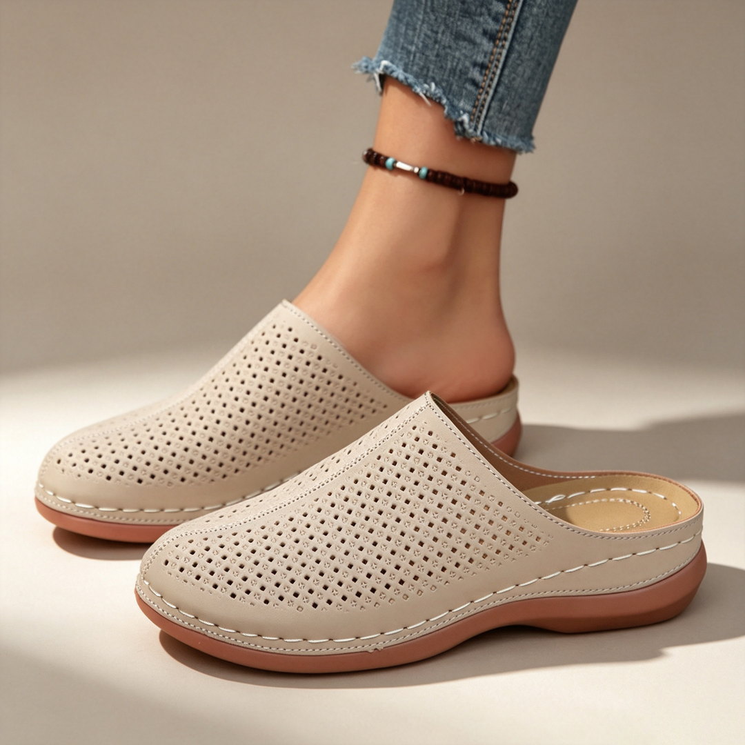 Breathable Hollow Out Wedge Mules