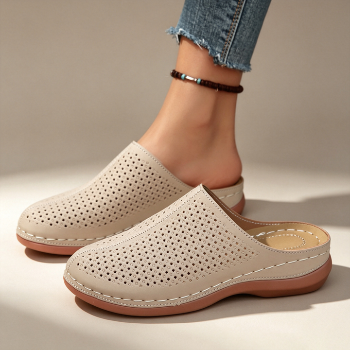 Breathable Hollow Out Wedge Mules