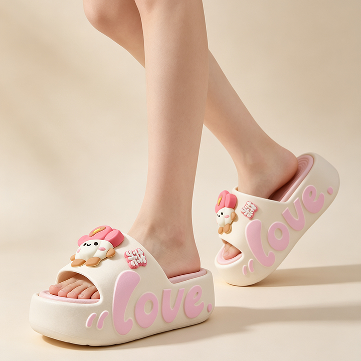 Cute Cartoon Letter Platform Slides for Women