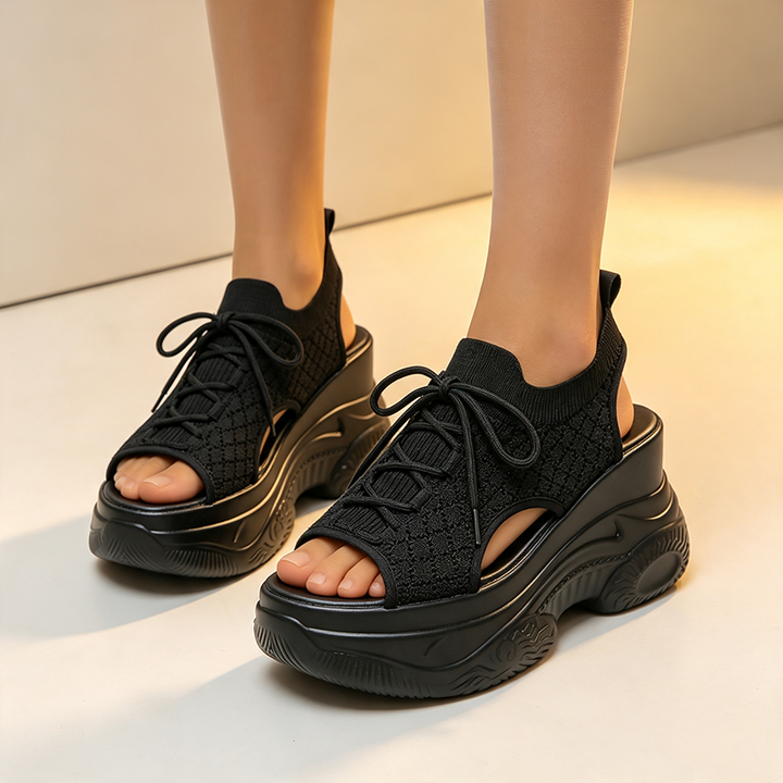 New Summer Comfortable &amp; Versatile Peep-Toe Fly-Knit Sports-Casual Sandals