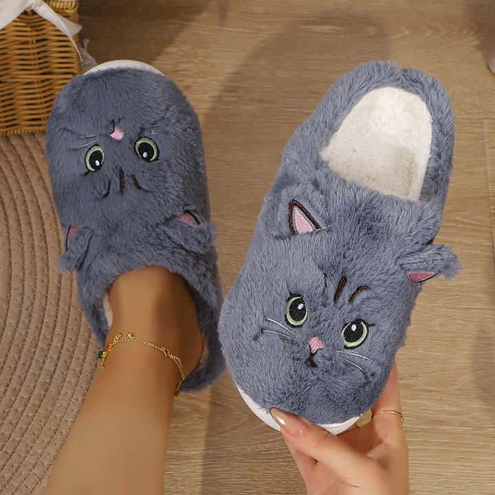 Cute Cat Plush Indoor Slippers
