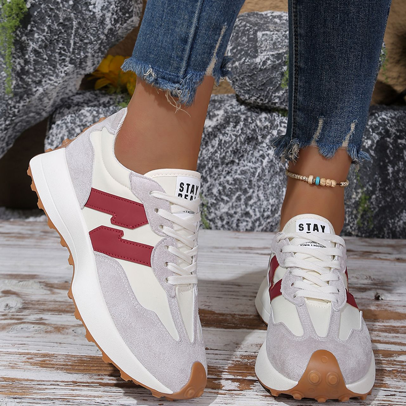 Retro Color Block Platform Sneakers for Women