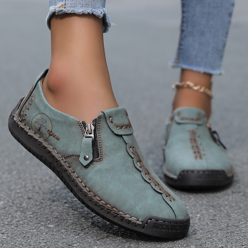 Side Zipper Flat Casual Shoes