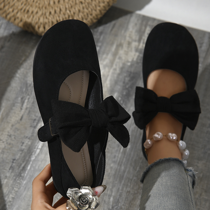 Leopard-print bow Mary Jane flats for women