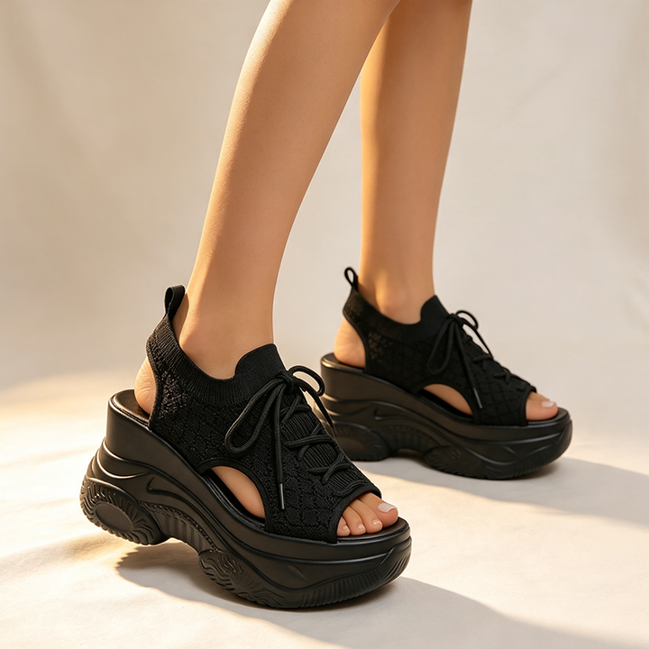New Summer Comfortable &amp; Versatile Peep-Toe Fly-Knit Sports-Casual Sandals
