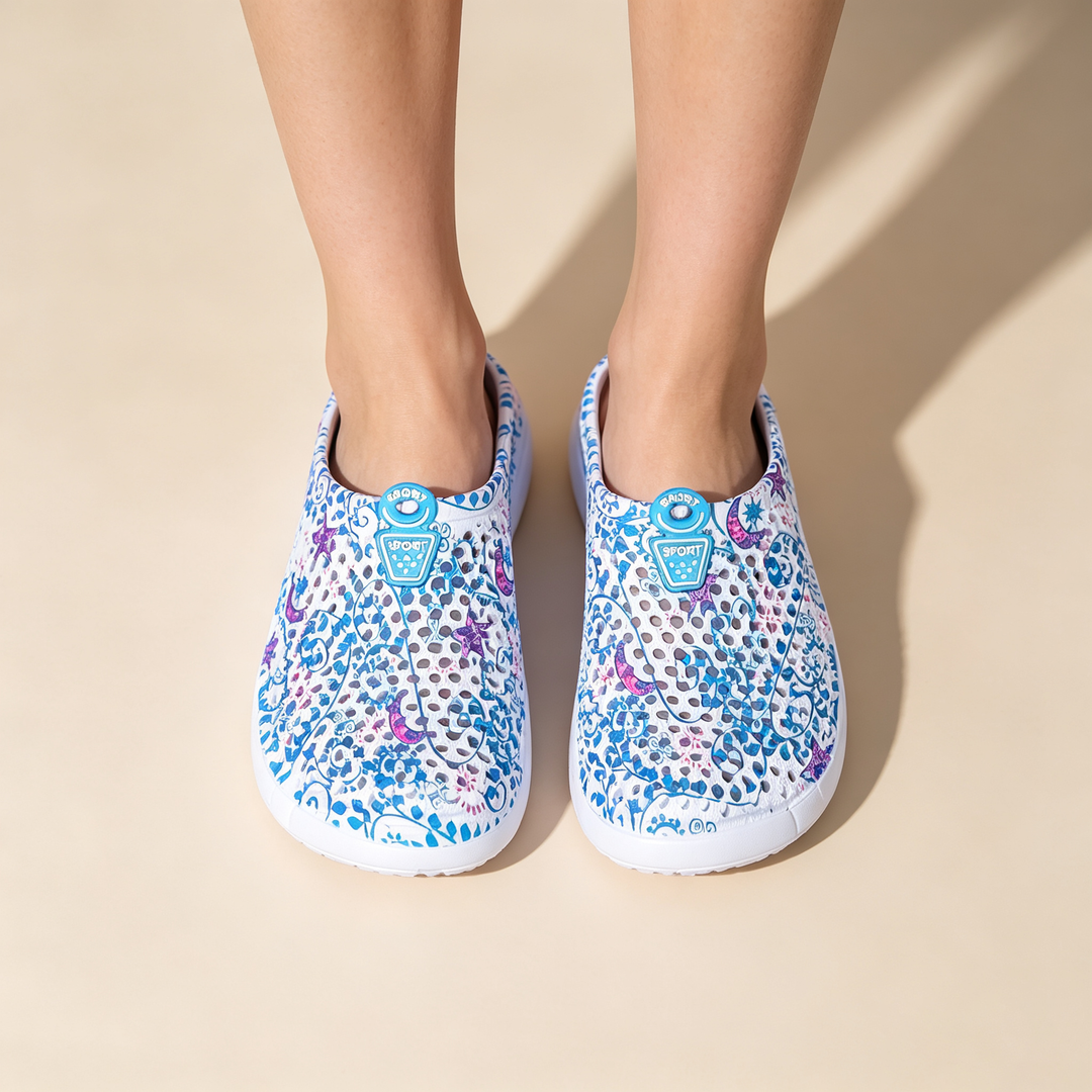 Trendy Floral Hollow Slip On Outdoor Beach Mules