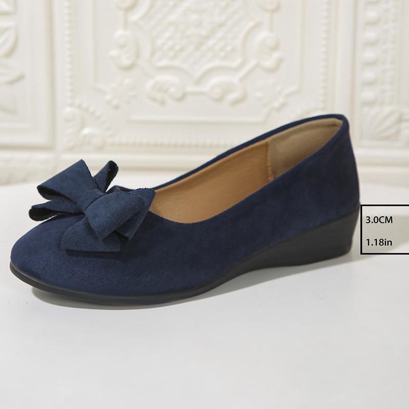 Round Toe Bow Decor Wedge Shoes