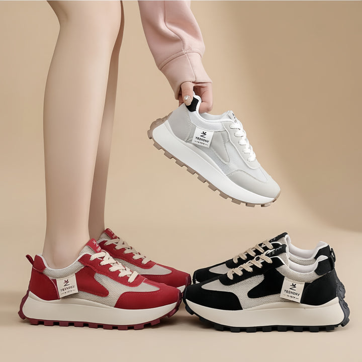 Retro Mesh-Panel Platform Casual Walking Shoes