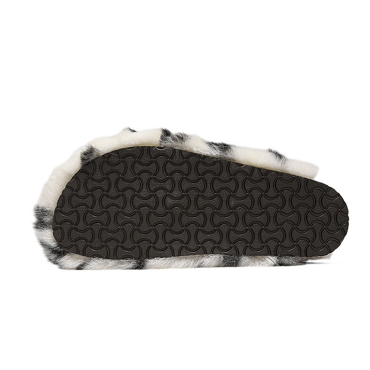 Fluffy Pattern Mules with Buckle