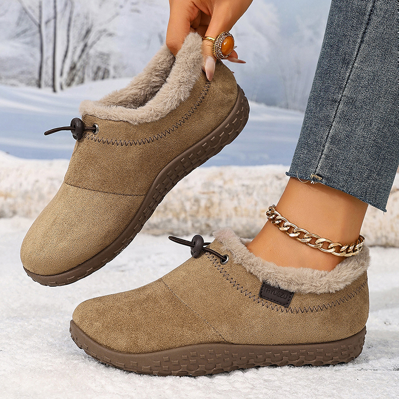 Fleece Lined Drawstring Winter Ankle Boots