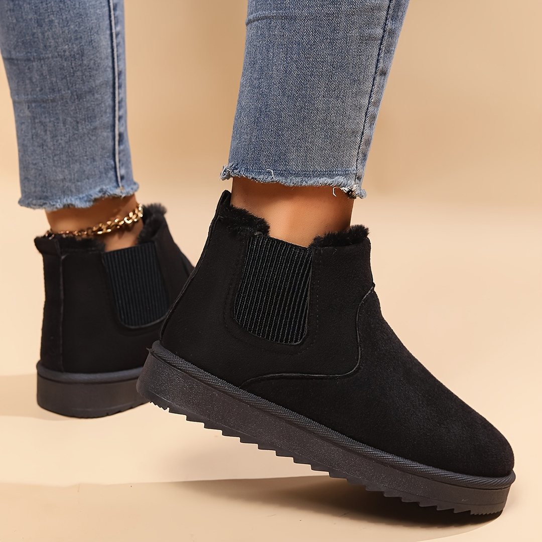 Women’s Elastic Side Fur Lined Ankle Boots