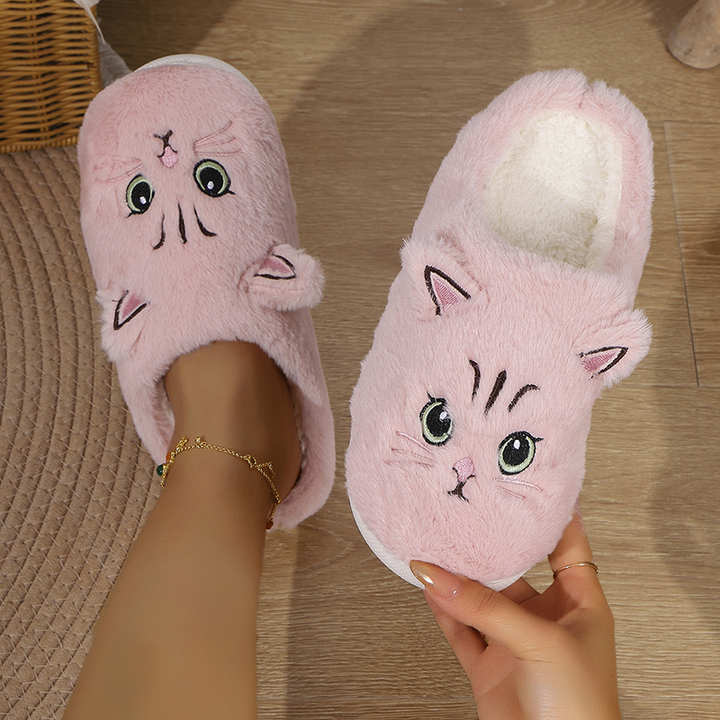 Cute Cat Plush Indoor Slippers