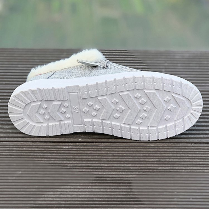 Retro Canvas Platform Loafers with Plush Trim