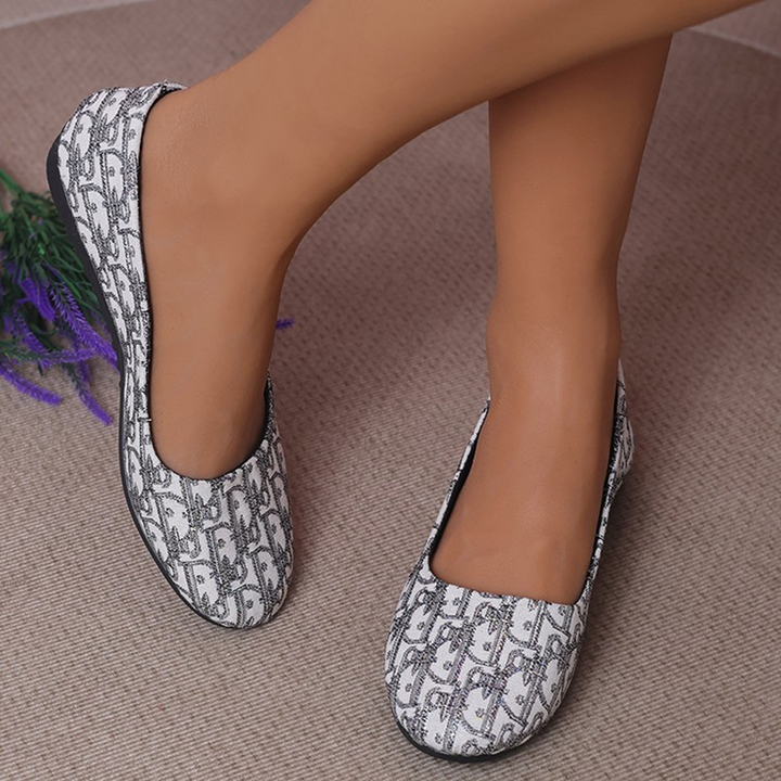 Round Toe Printed Slip-On Ballet Flats