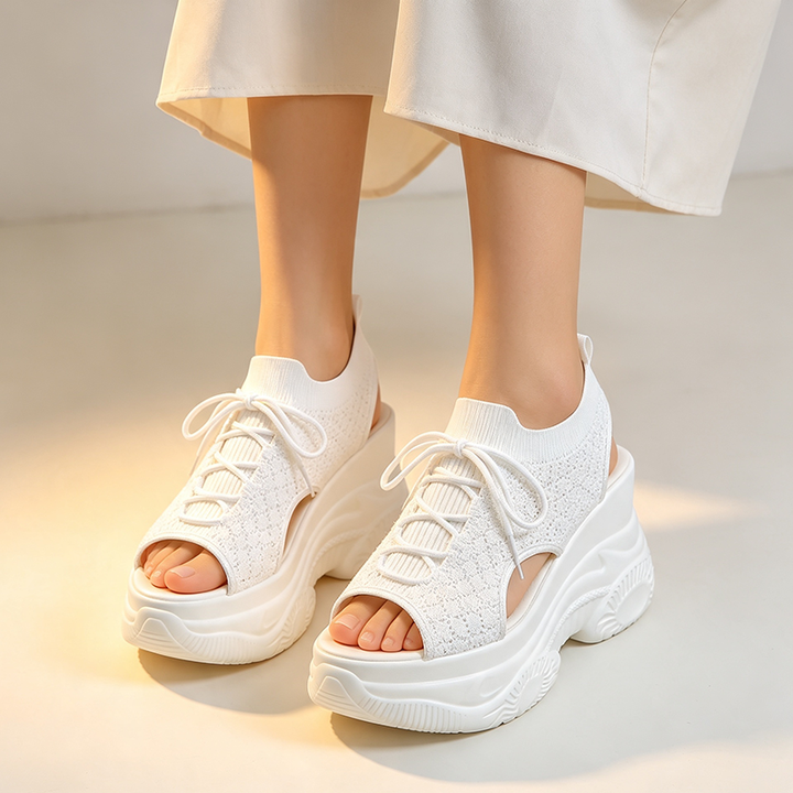 New Summer Comfortable &amp; Versatile Peep-Toe Fly-Knit Sports-Casual Sandals