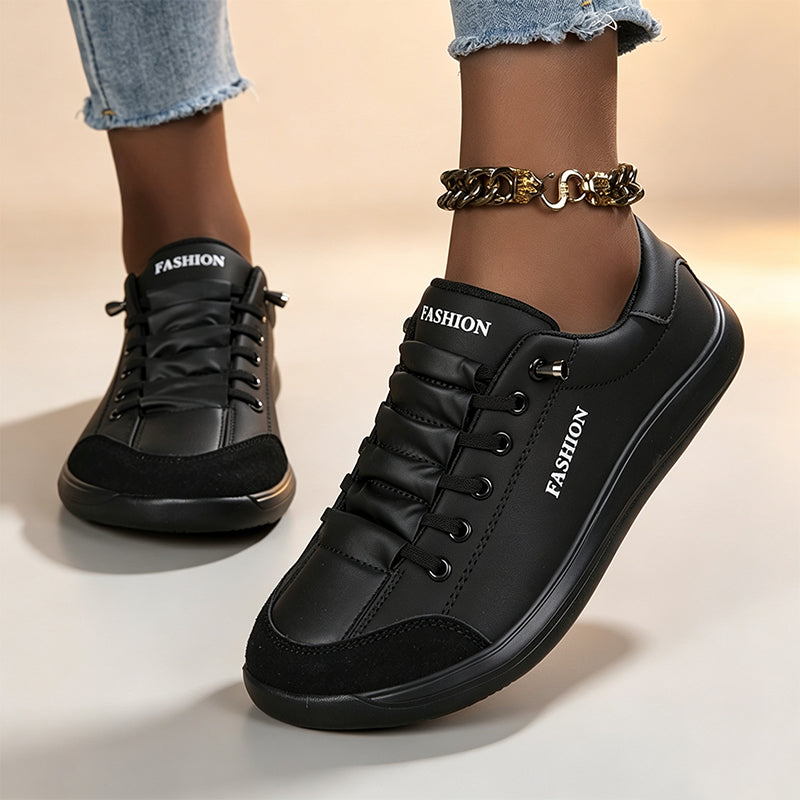 Elastic lace-up color-blocked women&
