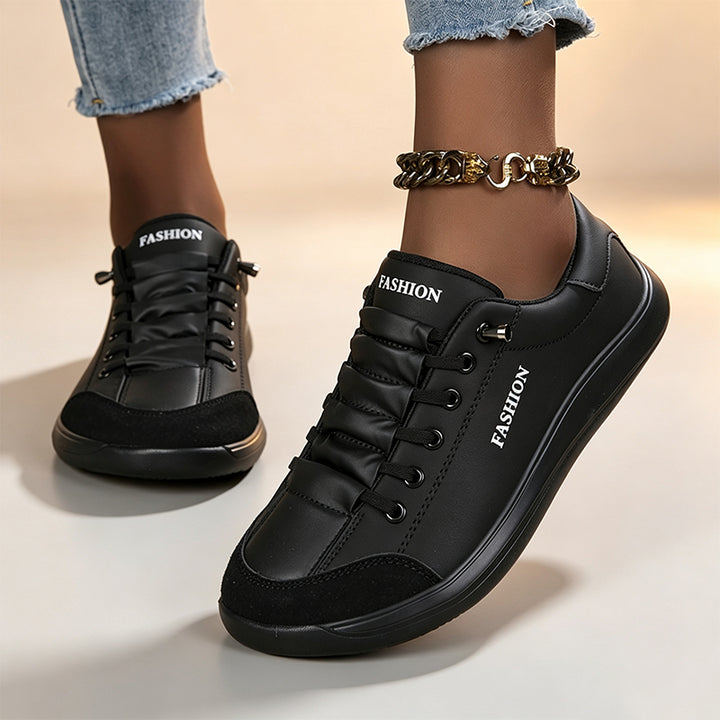 Elastic lace-up color-blocked women&