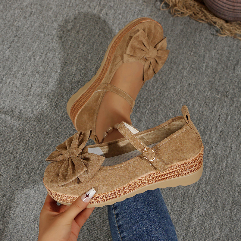 Bow Mary Jane Platform Wedge Shoes