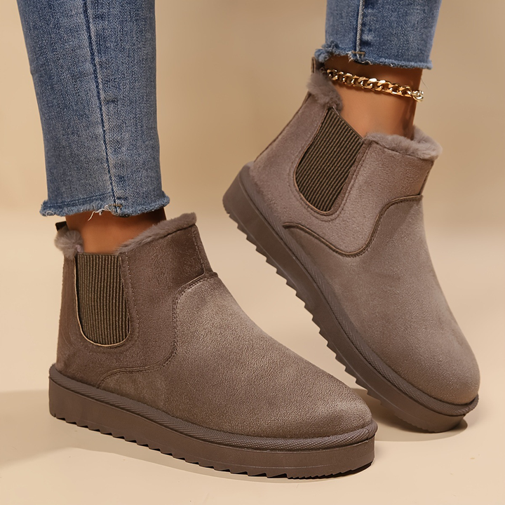 Women’s Elastic Side Fur Lined Ankle Boots