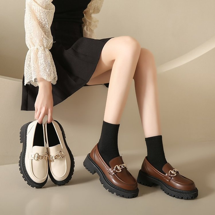 Chain Decor Chunky Platform Loafers for Women