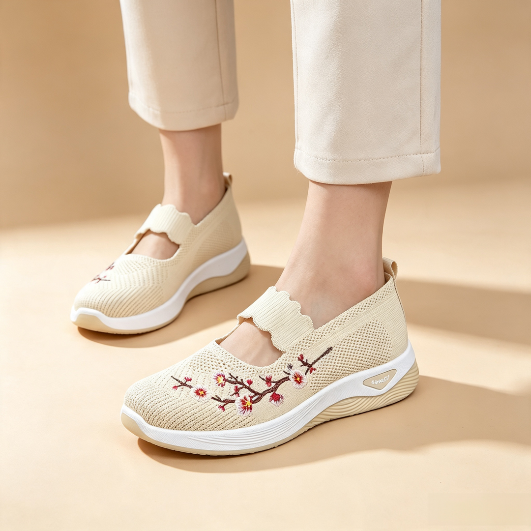 Embroidered Mesh Slip-on Sneakers