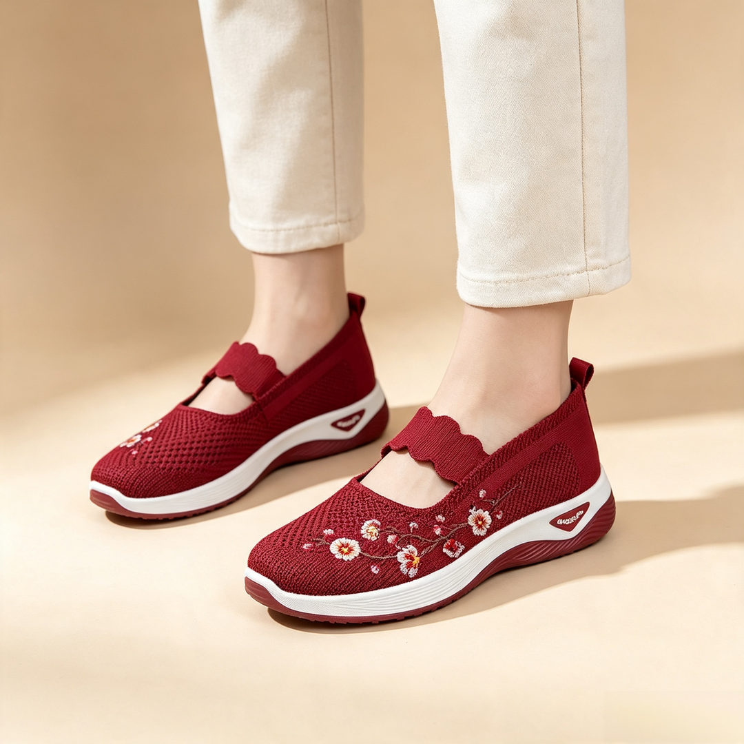 Embroidered Mesh Slip-on Sneakers