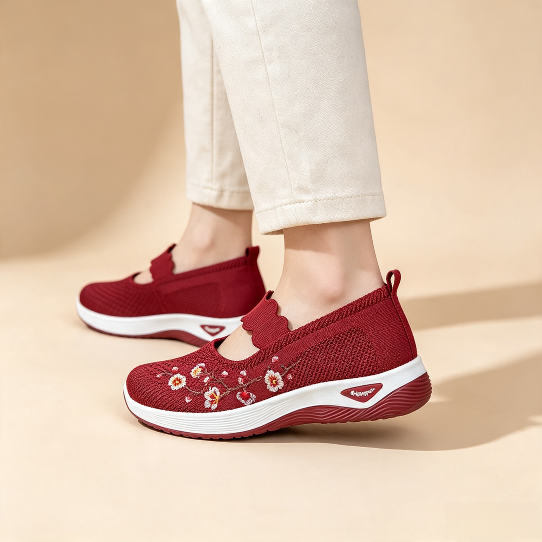Embroidered Mesh Slip-on Sneakers
