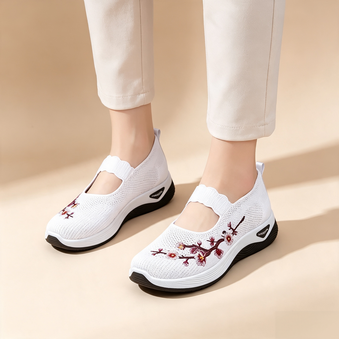 Embroidered Mesh Slip-on Sneakers