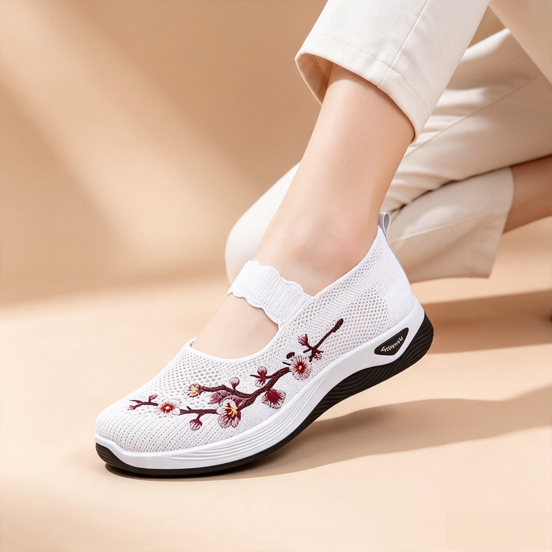 Embroidered Mesh Slip-on Sneakers