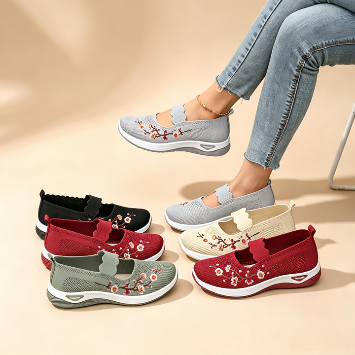 Embroidered Mesh Slip-on Sneakers