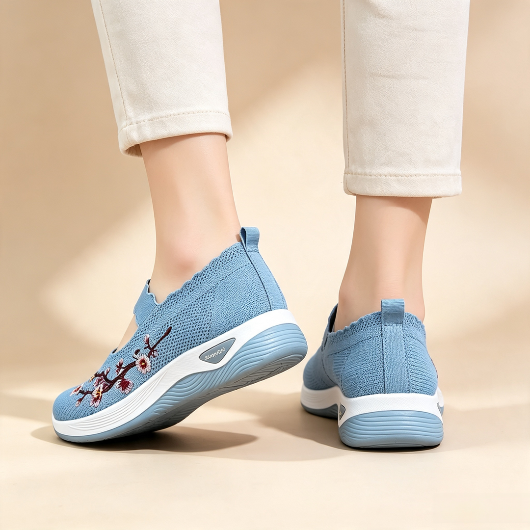 Embroidered Mesh Slip-on Sneakers