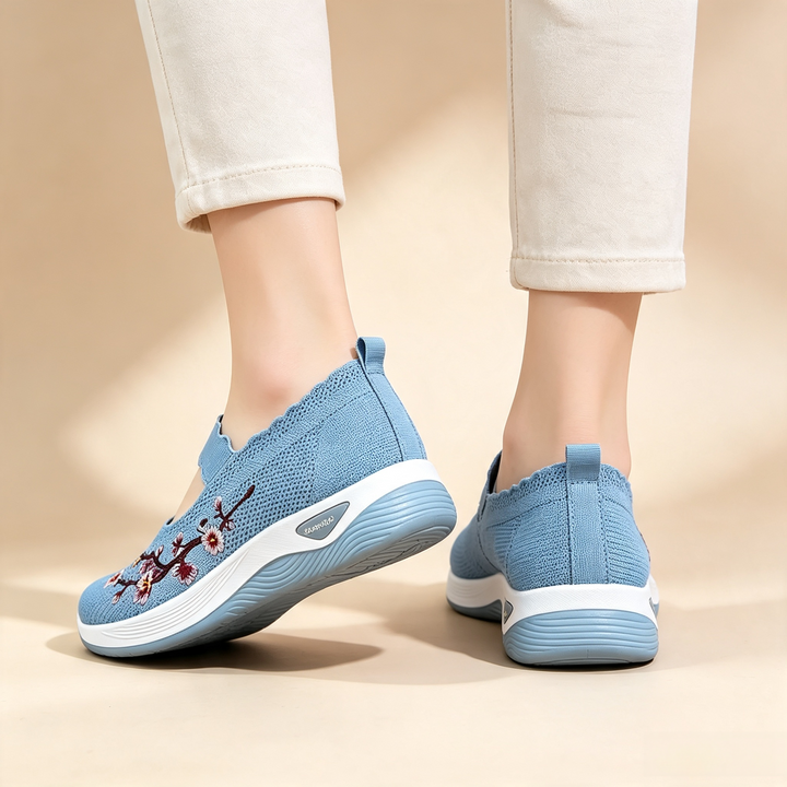 Embroidered Mesh Slip-on Sneakers