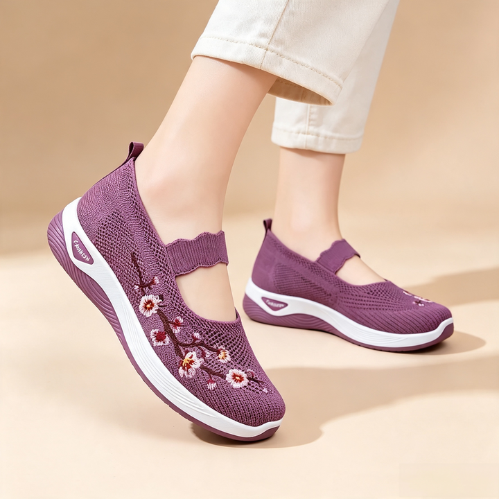 Embroidered Mesh Slip-on Sneakers